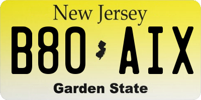 NJ license plate B80AIX