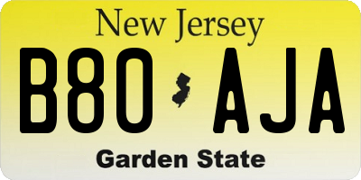 NJ license plate B80AJA
