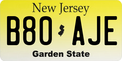 NJ license plate B80AJE