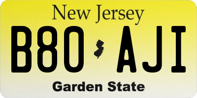 NJ license plate B80AJI