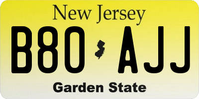 NJ license plate B80AJJ