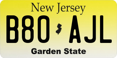 NJ license plate B80AJL
