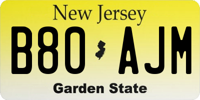 NJ license plate B80AJM
