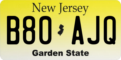 NJ license plate B80AJQ