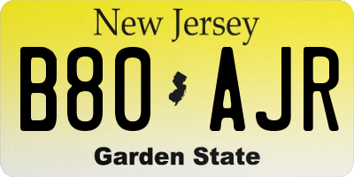 NJ license plate B80AJR