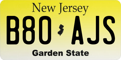 NJ license plate B80AJS