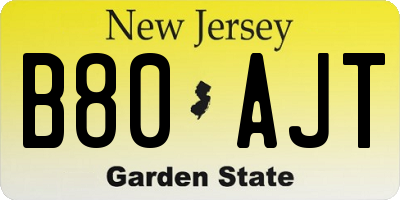 NJ license plate B80AJT