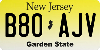 NJ license plate B80AJV
