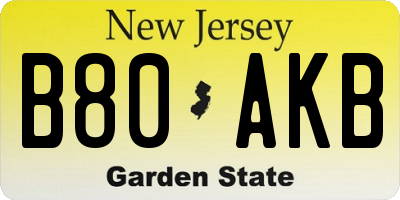 NJ license plate B80AKB