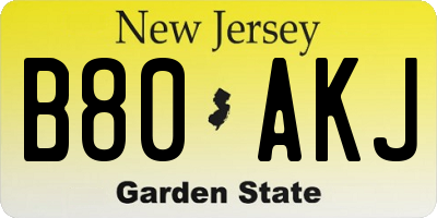 NJ license plate B80AKJ