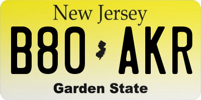 NJ license plate B80AKR