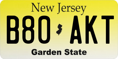 NJ license plate B80AKT