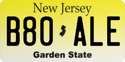 NJ license plate B80ALE