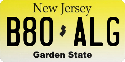 NJ license plate B80ALG