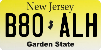 NJ license plate B80ALH