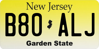 NJ license plate B80ALJ