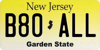 NJ license plate B80ALL