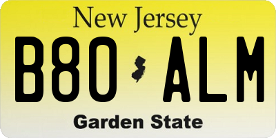 NJ license plate B80ALM