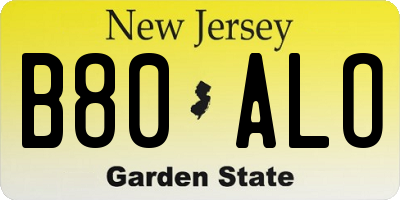 NJ license plate B80ALO