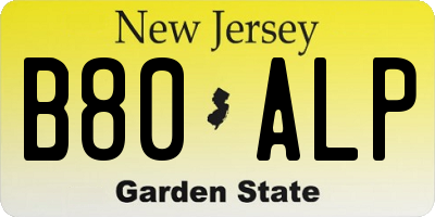 NJ license plate B80ALP