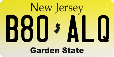 NJ license plate B80ALQ