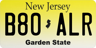 NJ license plate B80ALR