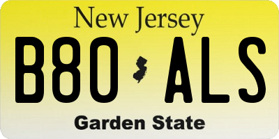 NJ license plate B80ALS