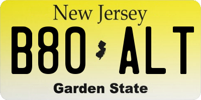 NJ license plate B80ALT