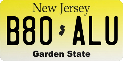 NJ license plate B80ALU