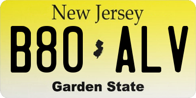 NJ license plate B80ALV