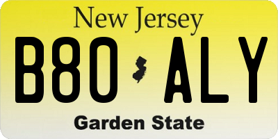 NJ license plate B80ALY
