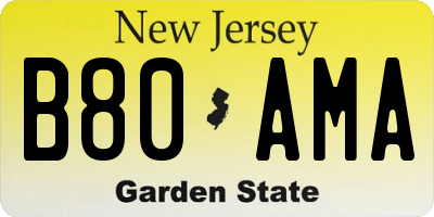 NJ license plate B80AMA