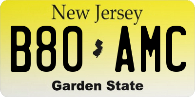 NJ license plate B80AMC