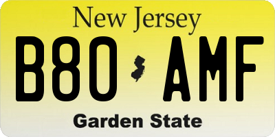 NJ license plate B80AMF