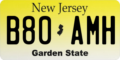 NJ license plate B80AMH