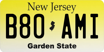 NJ license plate B80AMI