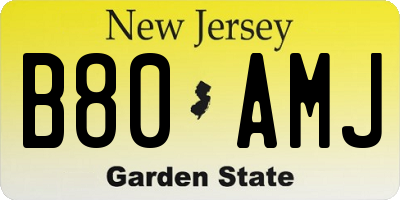 NJ license plate B80AMJ