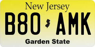 NJ license plate B80AMK