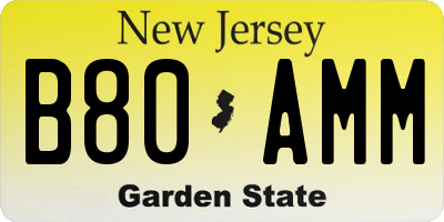 NJ license plate B80AMM