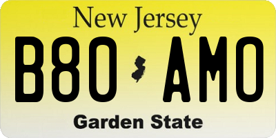 NJ license plate B80AMO