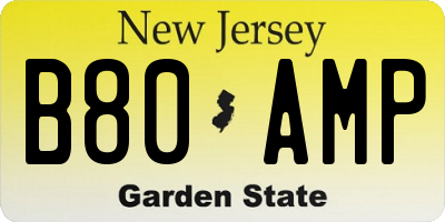 NJ license plate B80AMP