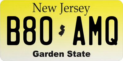 NJ license plate B80AMQ