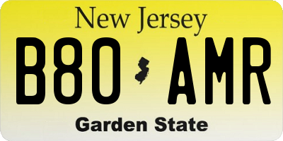 NJ license plate B80AMR