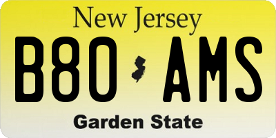 NJ license plate B80AMS