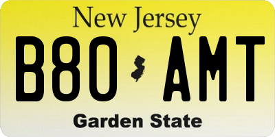 NJ license plate B80AMT