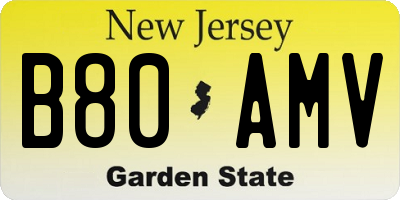 NJ license plate B80AMV