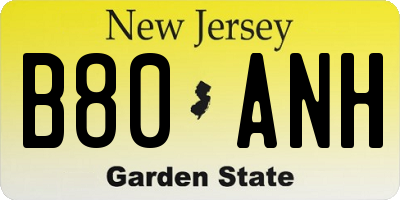 NJ license plate B80ANH