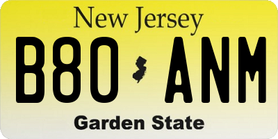 NJ license plate B80ANM
