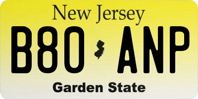 NJ license plate B80ANP