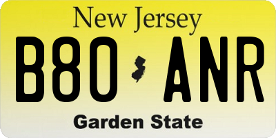 NJ license plate B80ANR